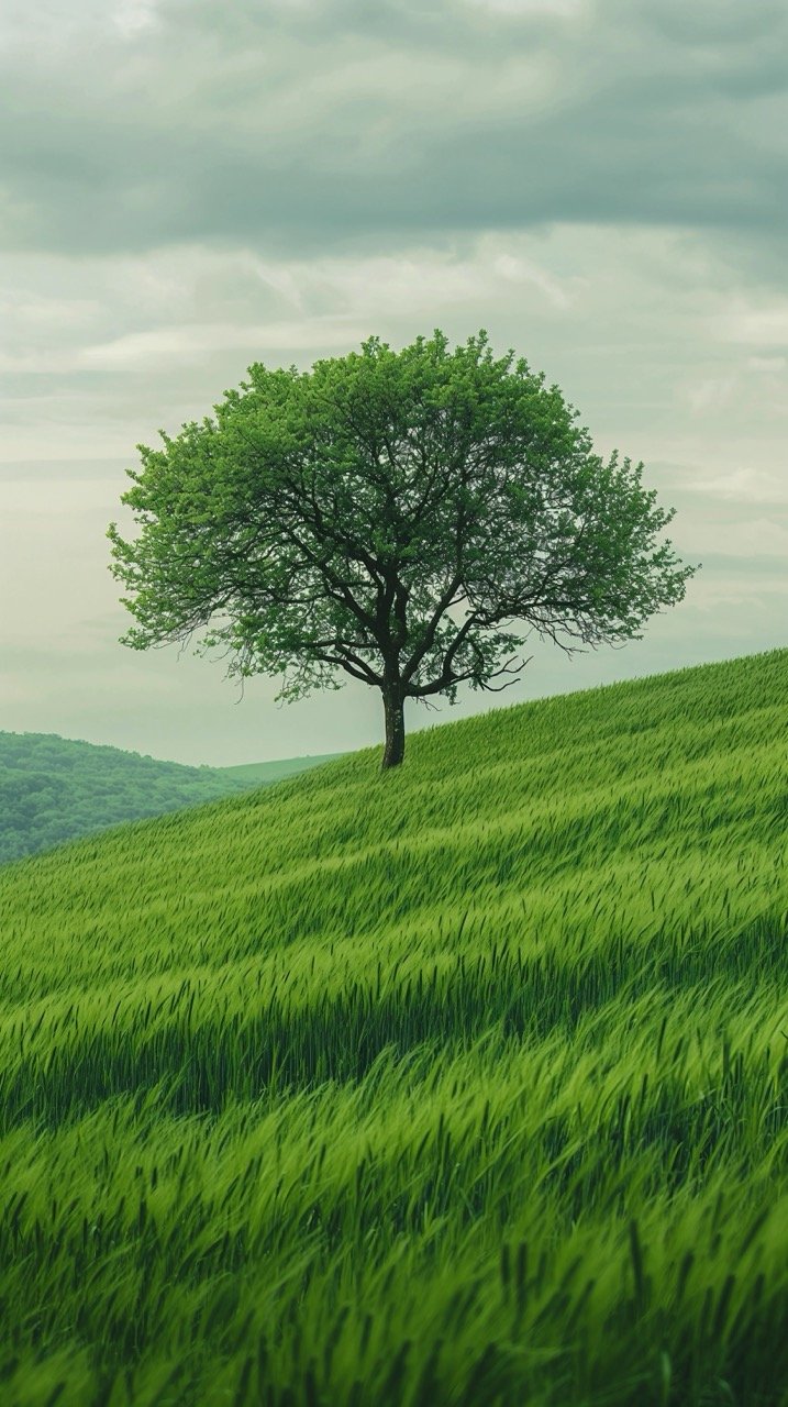 Green Tree on Grassland During Daytime – HD Nature Images Landscape Pictures Green Wallpapers and Scenery Backgrounds