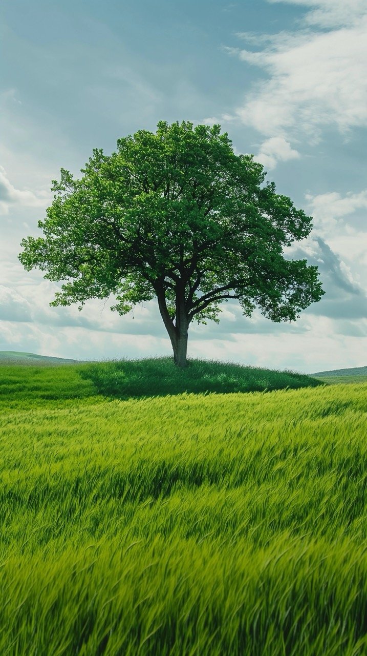 HD Green Tree on Grassland – Nature Images Landscape Picture Daytime Scenery and Green Wallpapers from Elsenfeld