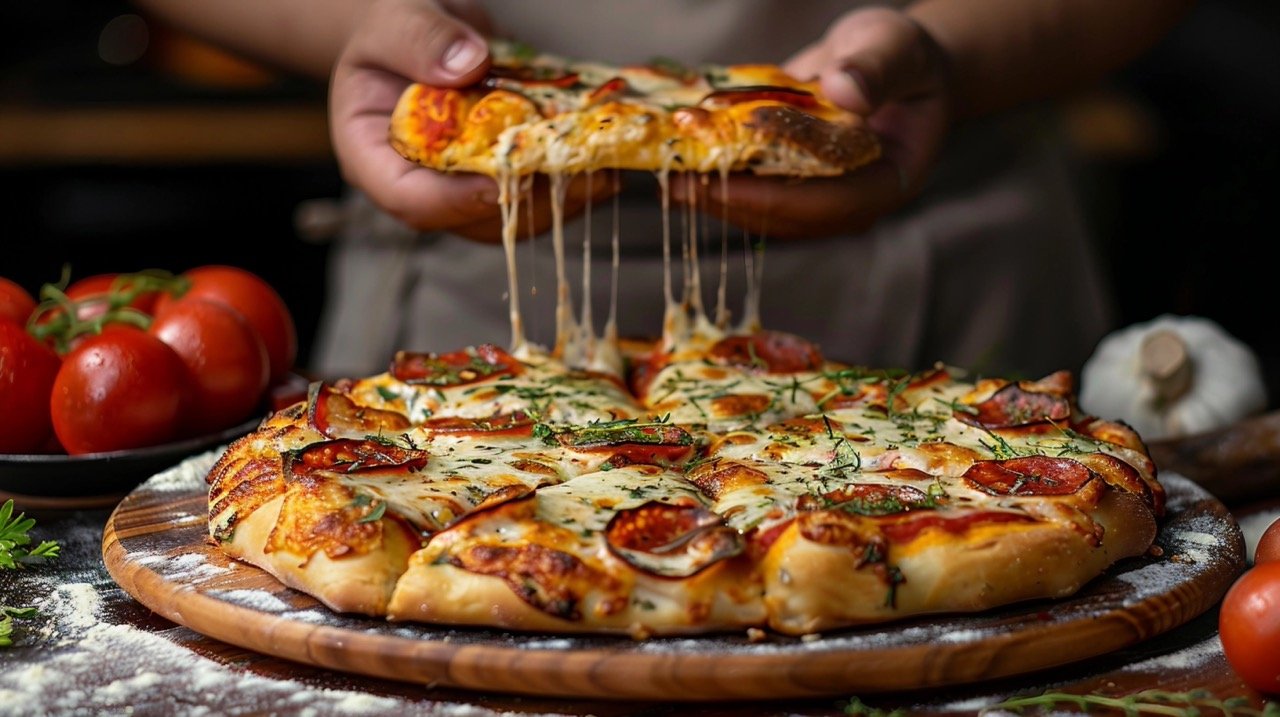 Hand Holding Pizza Platter