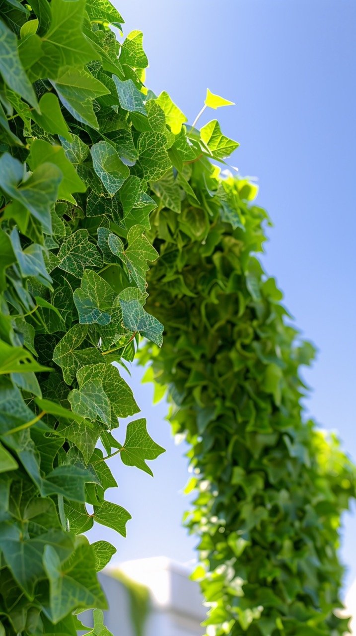 Nature’s Tall Green Plant – Sky Background, Garden Ivy, Outdoor Greenery Photography