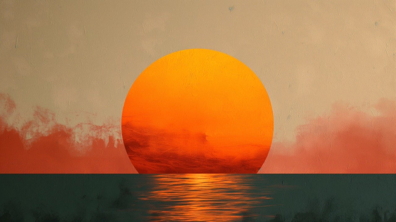 Orange Sun Painting Above Water – HD Textured Backgrounds, Orange Wallpapers, and Patterned High-Quality Images