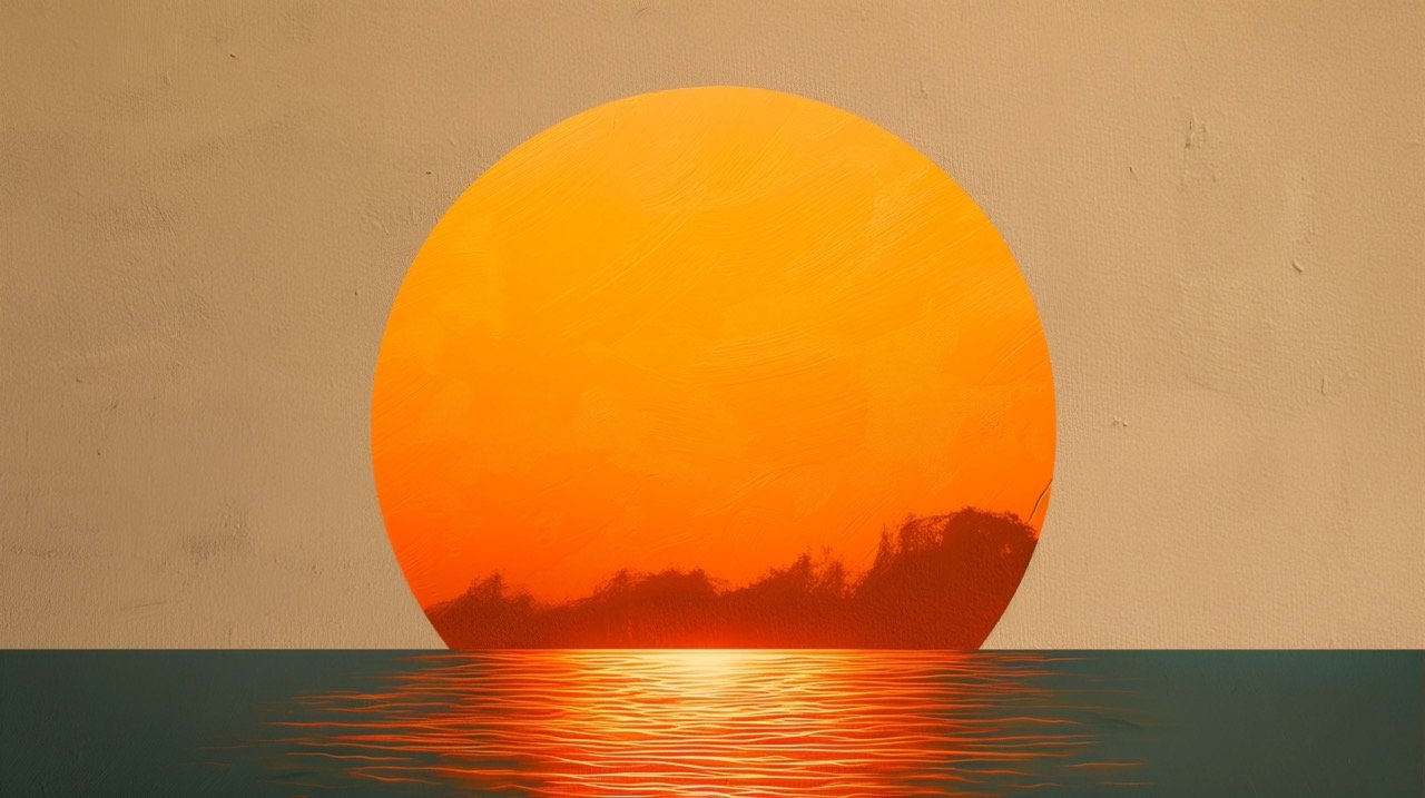 Painting of Orange Sun Over Water – HD Texture Backgrounds, Orange Wallpapers, and Patterned Images