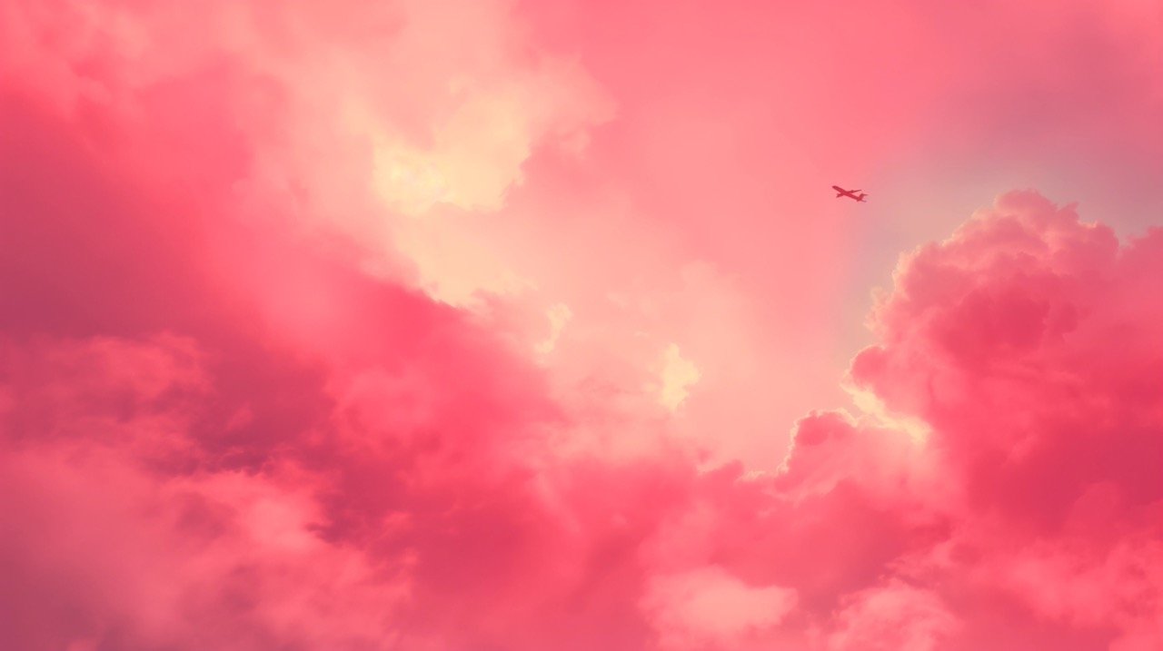 Pink Sky with Plane Flying – HD Backgrounds, Colorful Wallpapers, and Abstract Textured Patterns