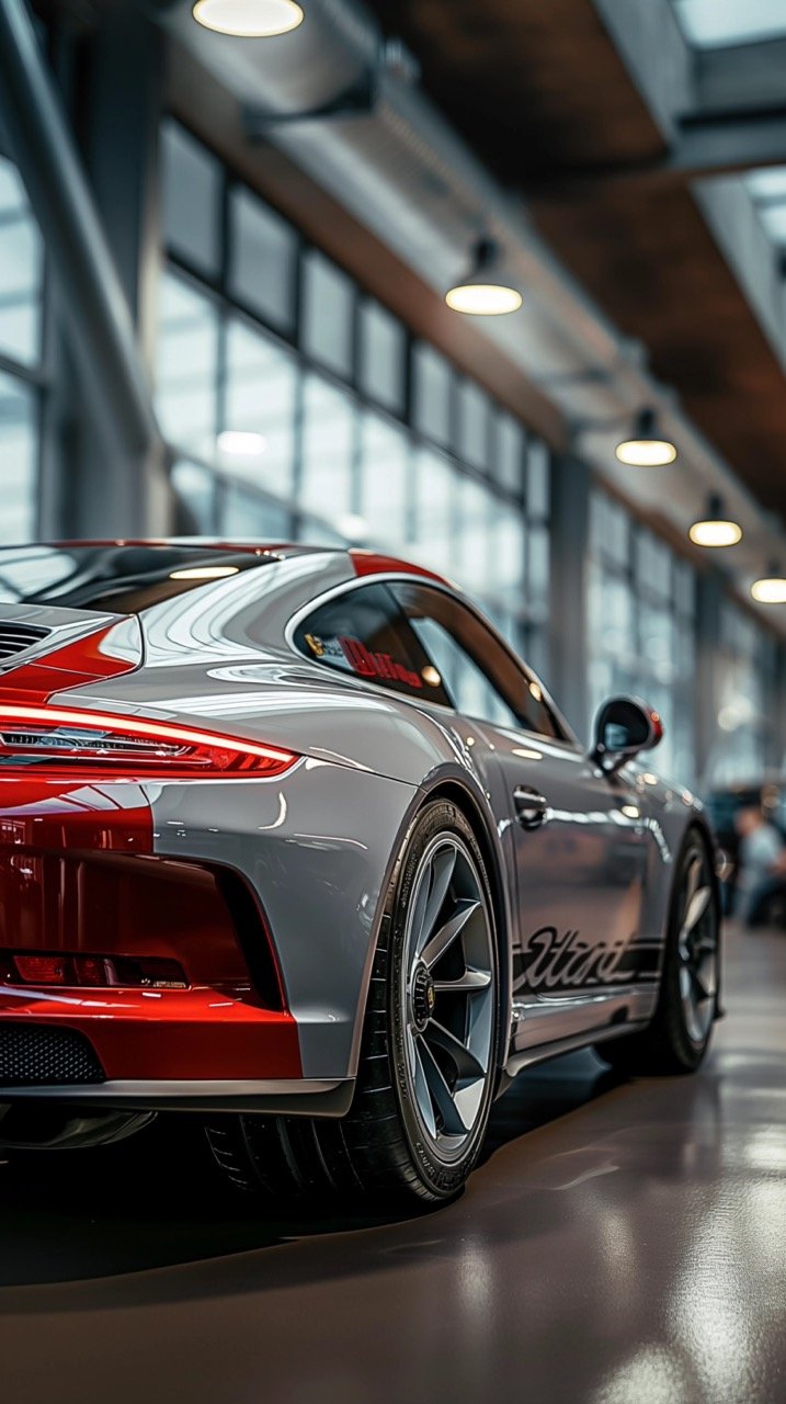 Red and Black Porsche 911 Parked in Room – Porsche Photography and Automotive Images