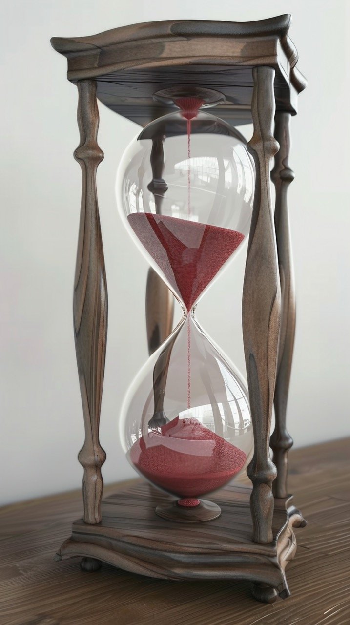 Sand Timer Hourglass with Heart Symbol of Love, Brown Timepiece