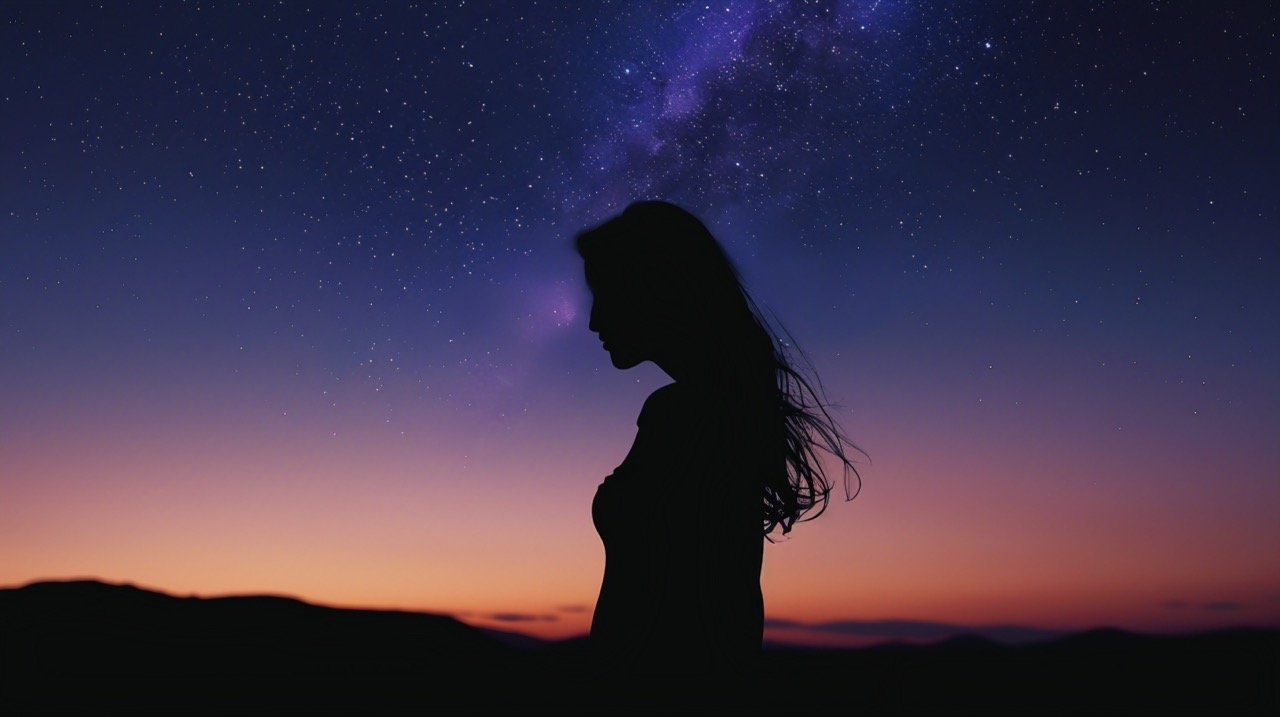 Silhouette of Woman During Nighttime HD Grey Wallpapers, Persian Dream in Outer Space