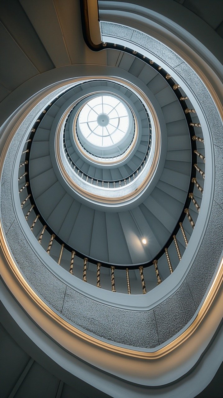 Spiral Staircase in White and Black Architectural Stairway Design, Handrail, HD Grey Wallpapers, Free Photos