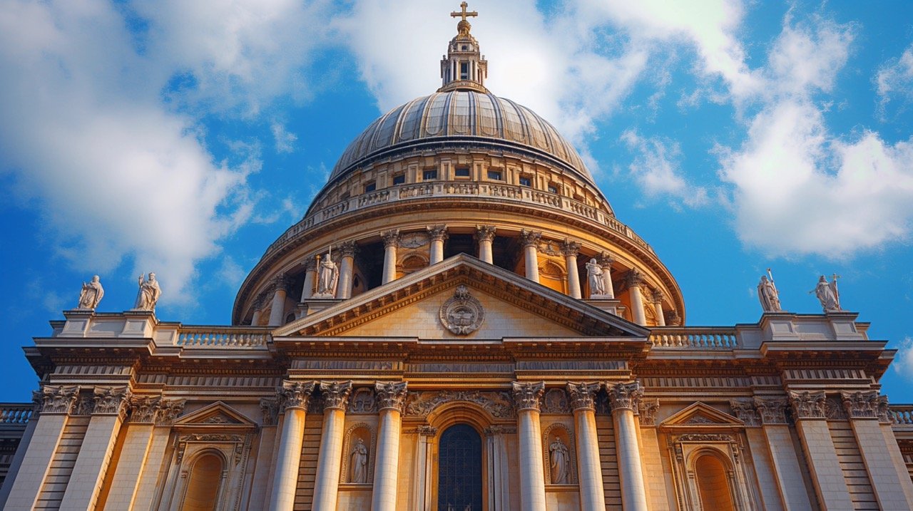 St. Paul’s Cathedral Dome with Cross London Church Exterior, Architectural Images, Creative Commons