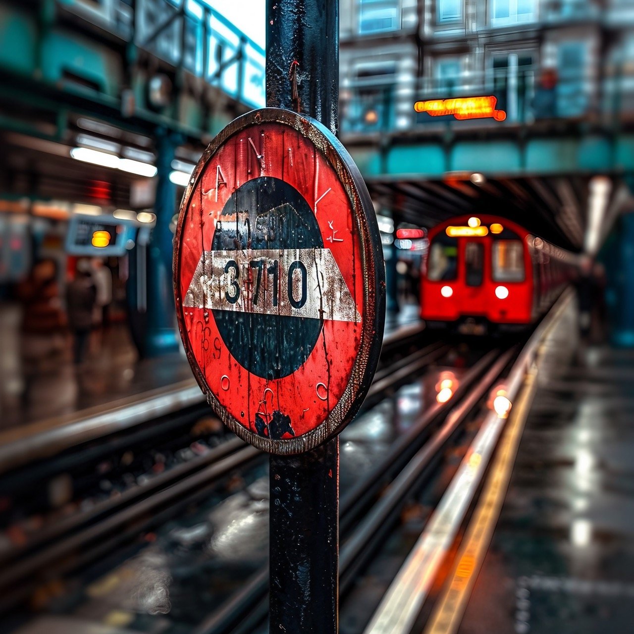 Street Sign with Train in Background Urban Photography, Samyang 85mm Lens, Sony Camera