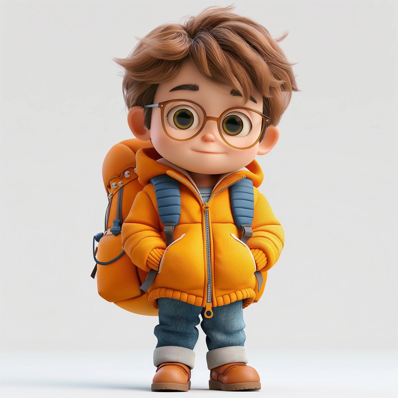 Stylized 3D Young Boy Cartoon – School Kid Fictional Character Stock Photo, Three Dimensional Model