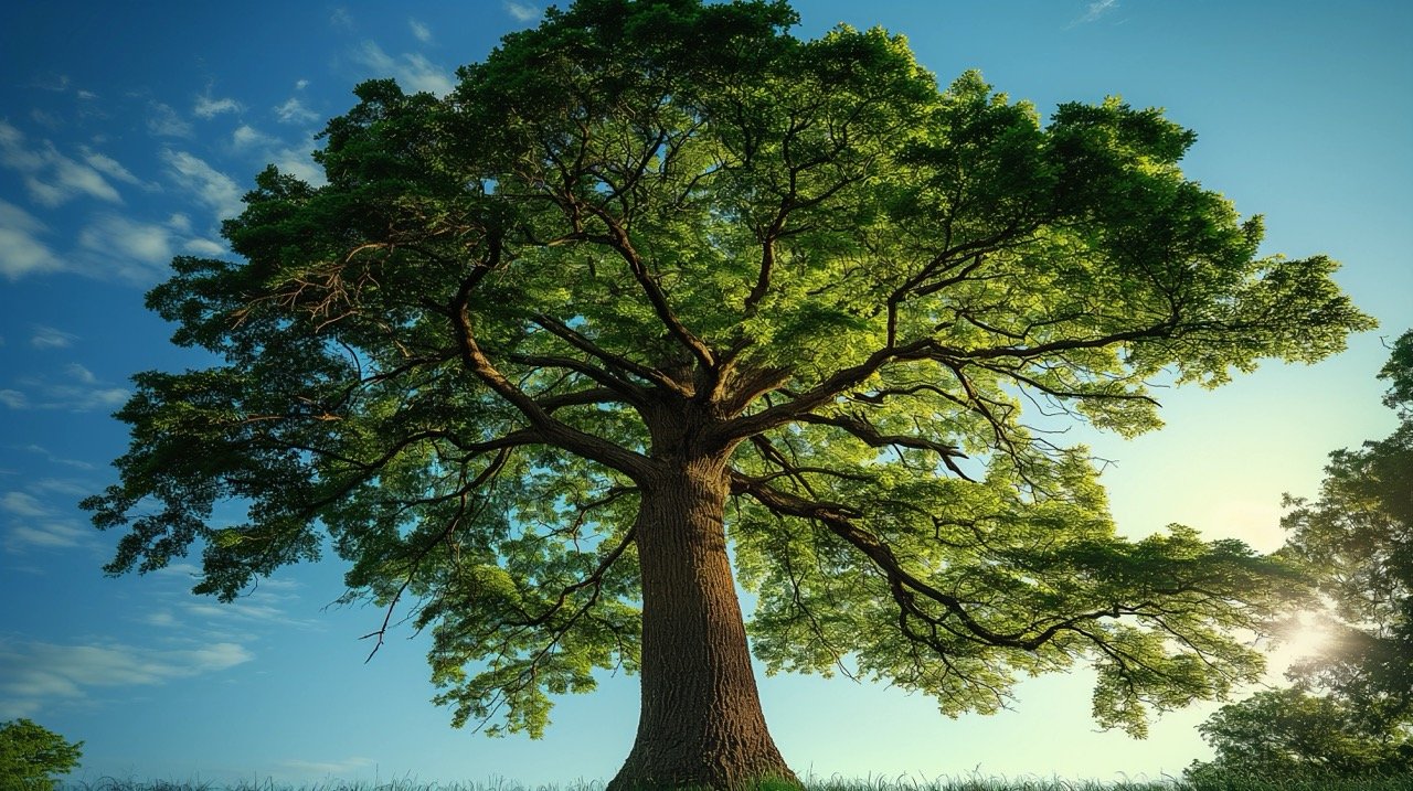 Vibrant Green Leaf Tree Beneath Blue Sky – Captivating Nature and Landscape Photography from Nicaragua