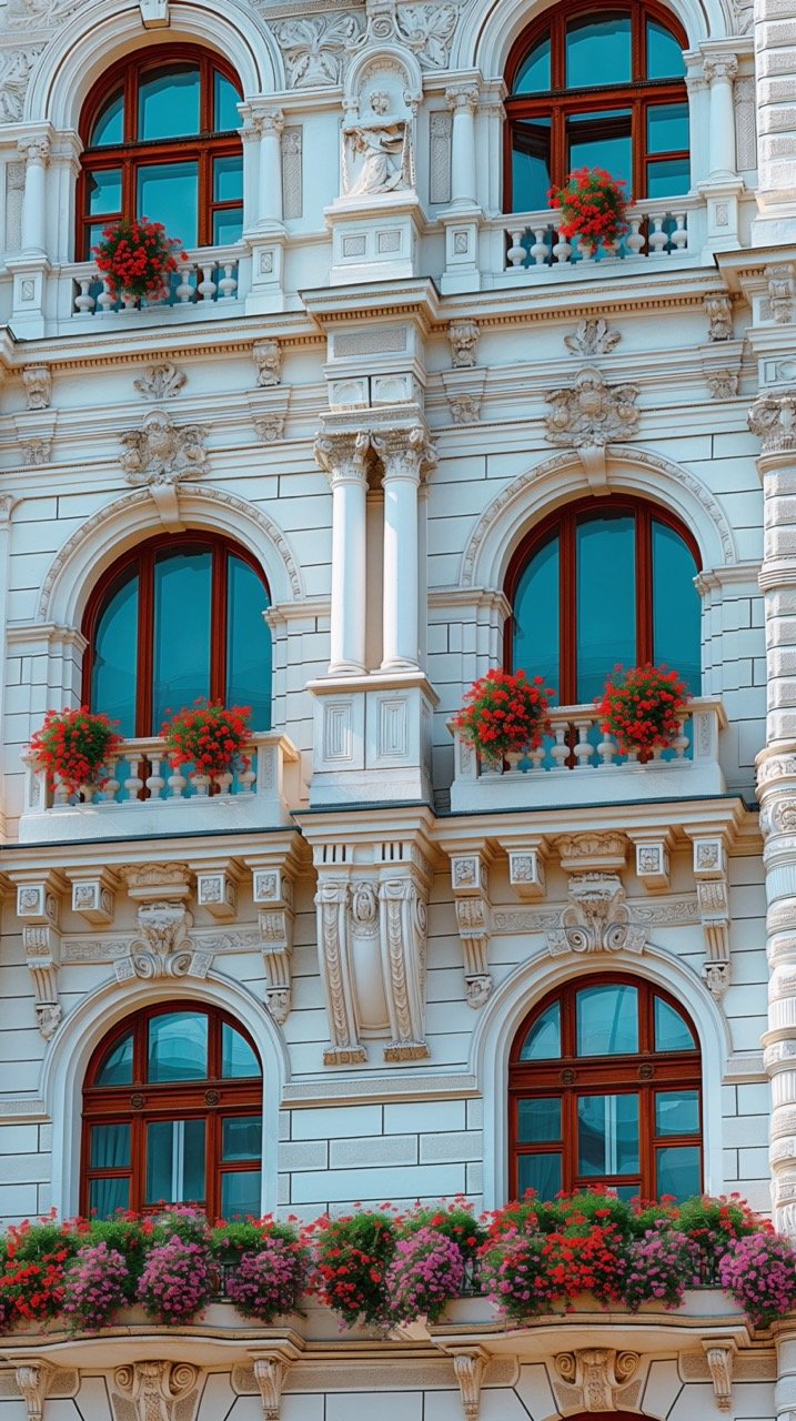 Vienna’s Iconic Building with Flower Balconies Austria, Innere Stadt, HD Marble and Art Wallpapers