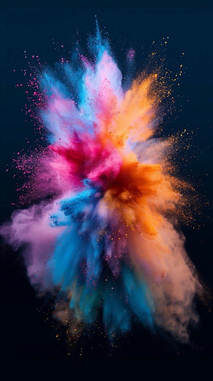 Vivid Color Powder Explosion on Black Background – Freeze Motion Stock Photo of Exploding Colors