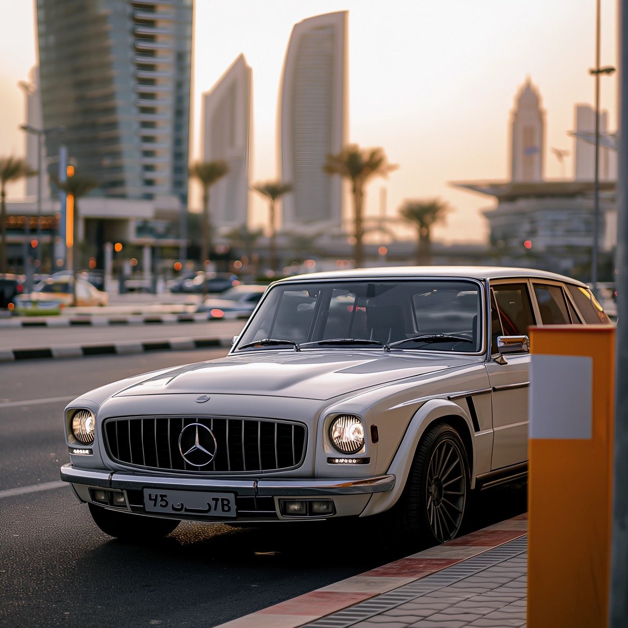 White Sports Car Parked on Roadside in Dubai, UAE – HD City Wallpapers and Car Images