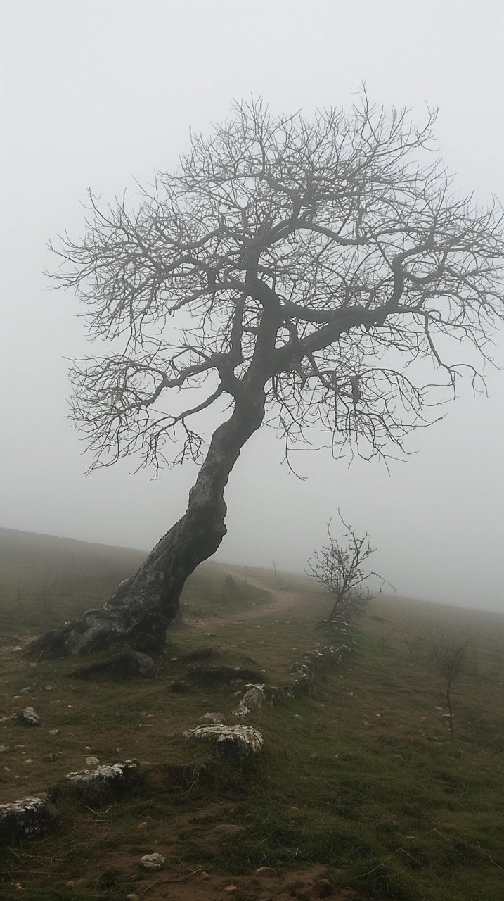 Wilted Tree in Daytime – Nature Images, Tree Pictures Foggy Landscape and HD Grey Wallpapers from Karnataka India