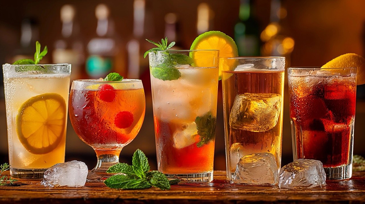 Alcoholic Beverages Cocktails, Beer, and Wine – Elegant Stock Photo Showcasing Different Drinks