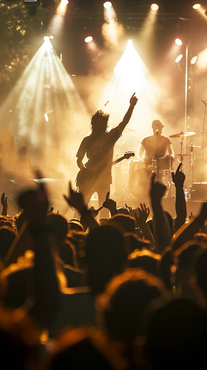 Audience Observing Band on Stage at Barcelona Music Festival – Live Performance Photo