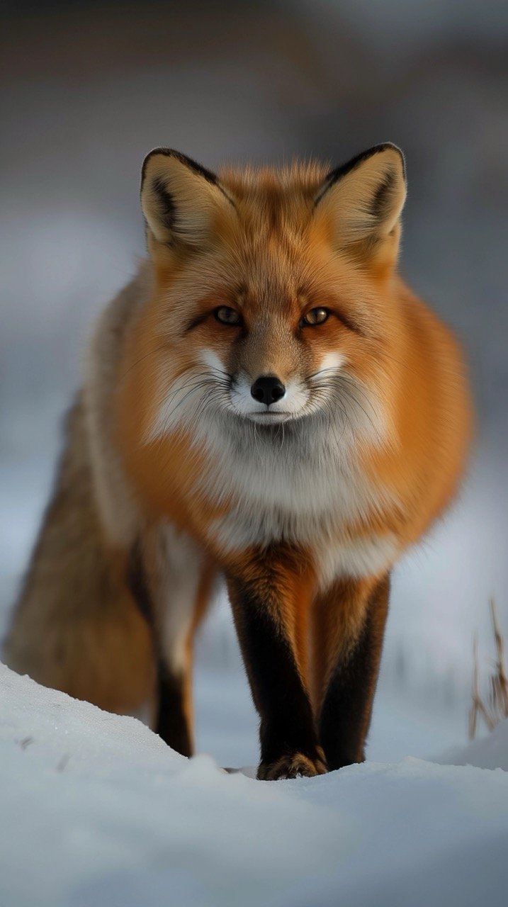 Brown Fox in Snow Field Wildlife Images, Fox Pictures, and Nature Backgrounds from Berkeley Township, NJ