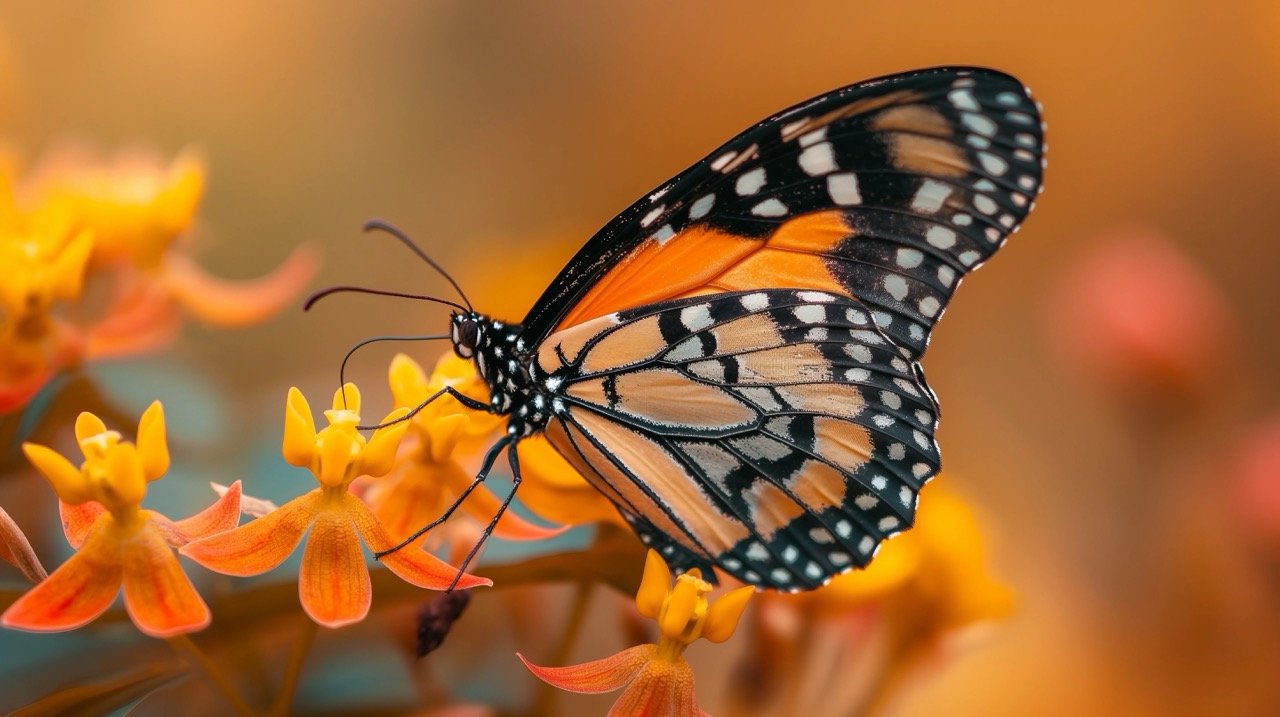 Butterfly Perched on Orange Flower HD Insect Images, Nature Photography from Taiwan, Garden and Flower Pictures