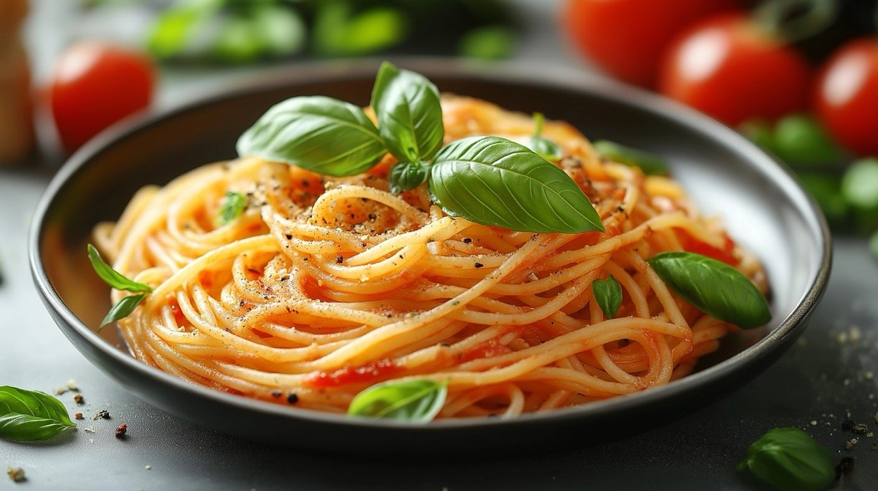 Close-Up of Spaghetti in a Dish White Background Ideal for Food and Pasta Photography