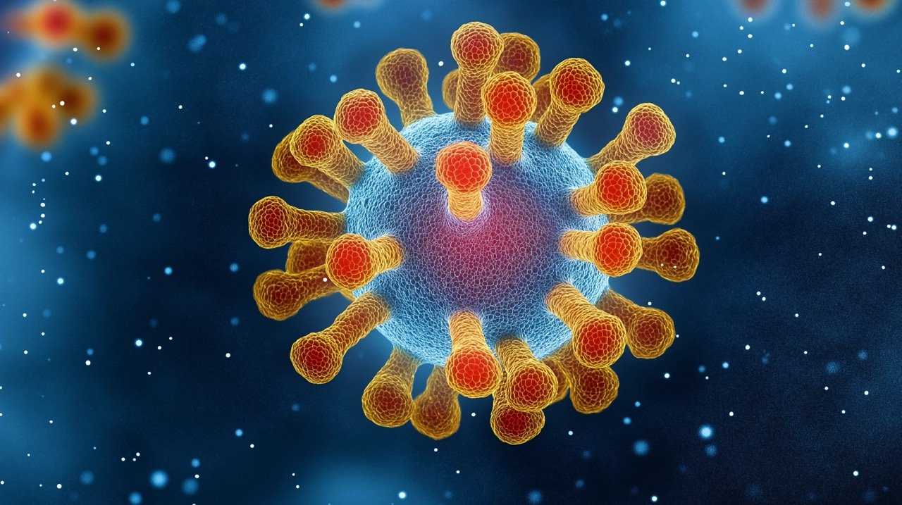 Explore Disease Imagery Blue Substance with Red Dots, Bacteria, and Viruses in HD 3D Wallpapers