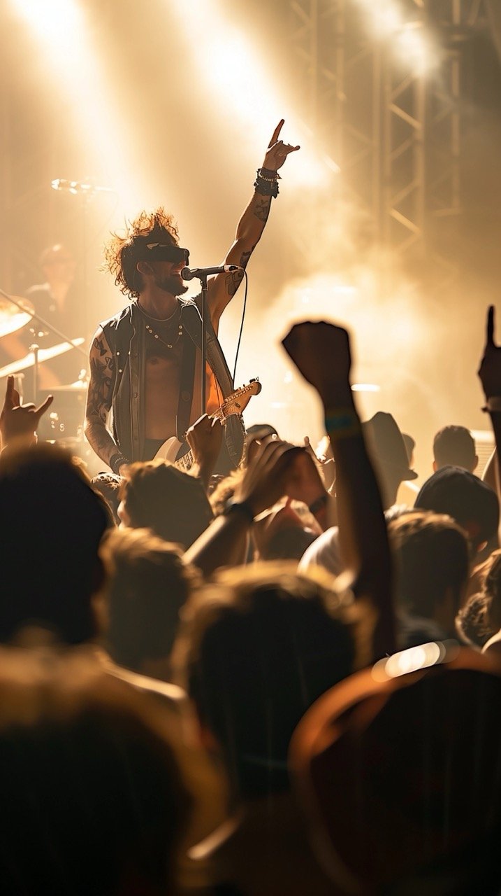 Fans Watching Punk Rock Band on Stage at Music Festival – Concert Photo