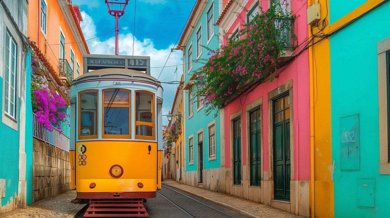 Lisbon’s Yellow Tram – Stunning Portugal Stock Photo for Urban and Cityscape Photography