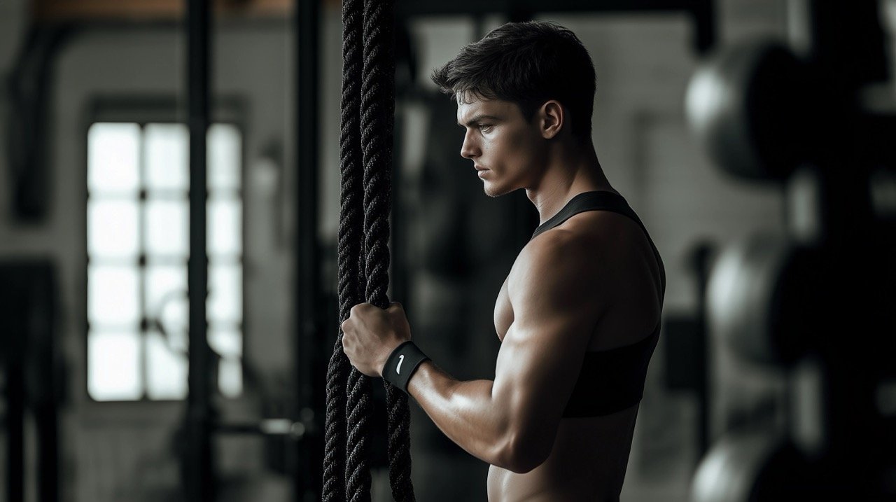 Man Exercising in Grayscale Fitness Training, Gym, Sports Images, Dedication, No Shirt, Tricep, Adidas