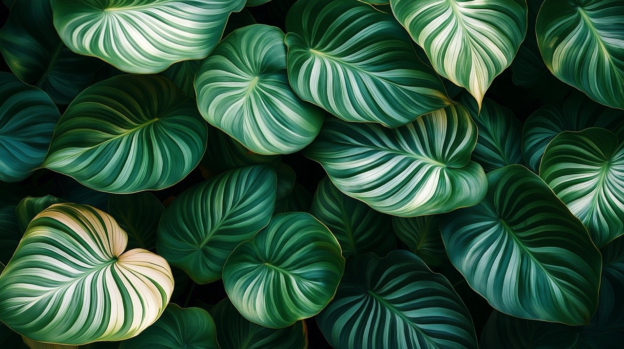 Nature-Inspired Summer Vibes Green and White Leaf Plants, Tropical Greenery, Botanical Wallpaper, and Floral Art