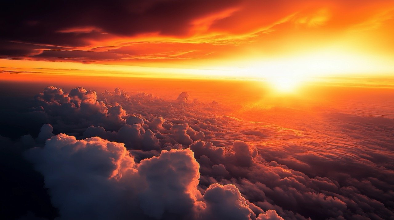 Nature Sky in Winter Sea of Clouds with Sunset, Orange and Yellow Backgrounds for Desktop and Google Wallpapers.