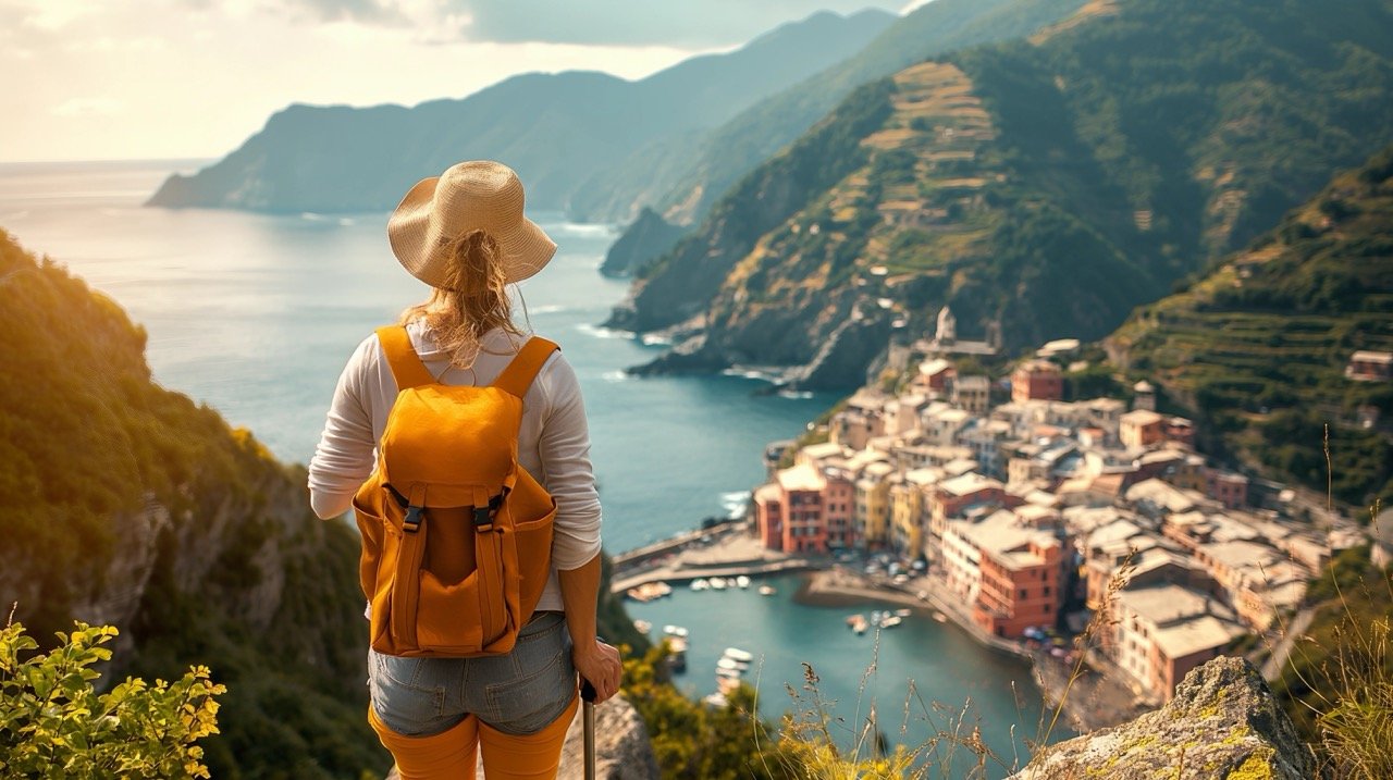 Proud Hiker Celebrating Journey | Stock Photo | Nature, Mountain Hiking, People, Adventure