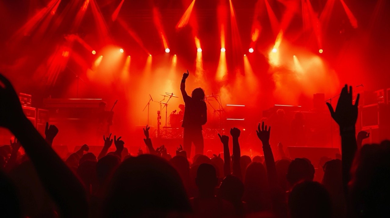 Red Light Silhouette Photography of People at a Concert in Portugal’s Night Club Scene