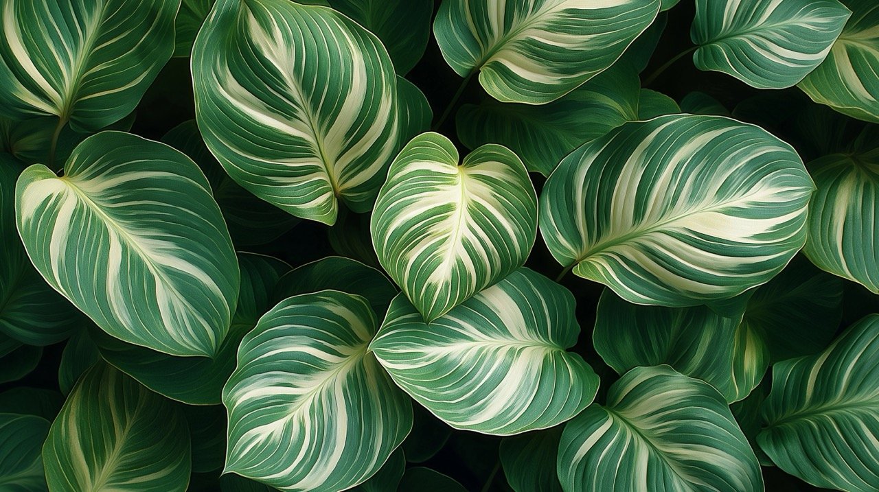 Tropical Greenery and Green-White Leaf Plants Summer Vibes, Nature Texture, Botanical Wallpaper, and Floral Background.