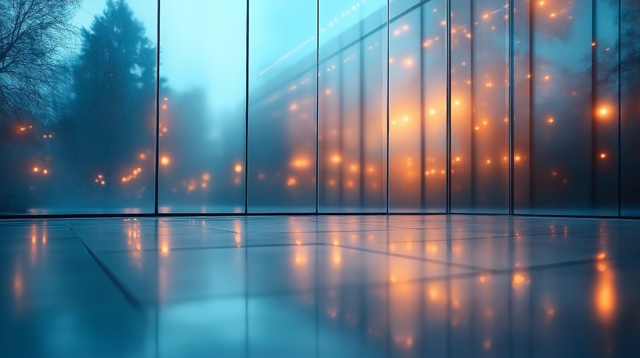 Abstract defocused grey glass wall background, with blurred motion for a contemporary business and window view.