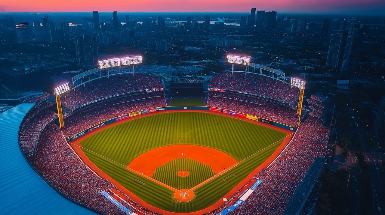 Aerial View of Baseball Stadium at Summer Sunrise Sports Images, HD Wallpapers, Rogers Centre, Toronto, and HD Backgrounds