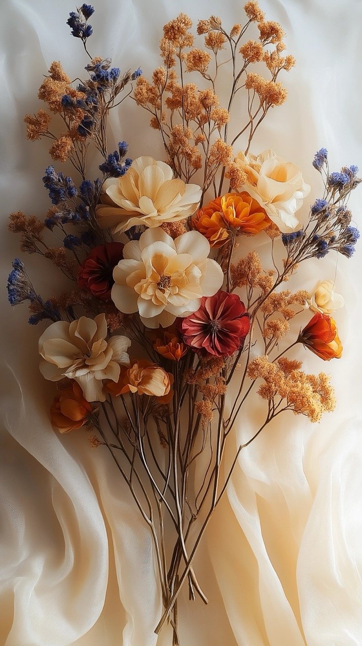 Artistic Display of Dried Flowers in a Dreamy Arrangement for a Botanical Decor