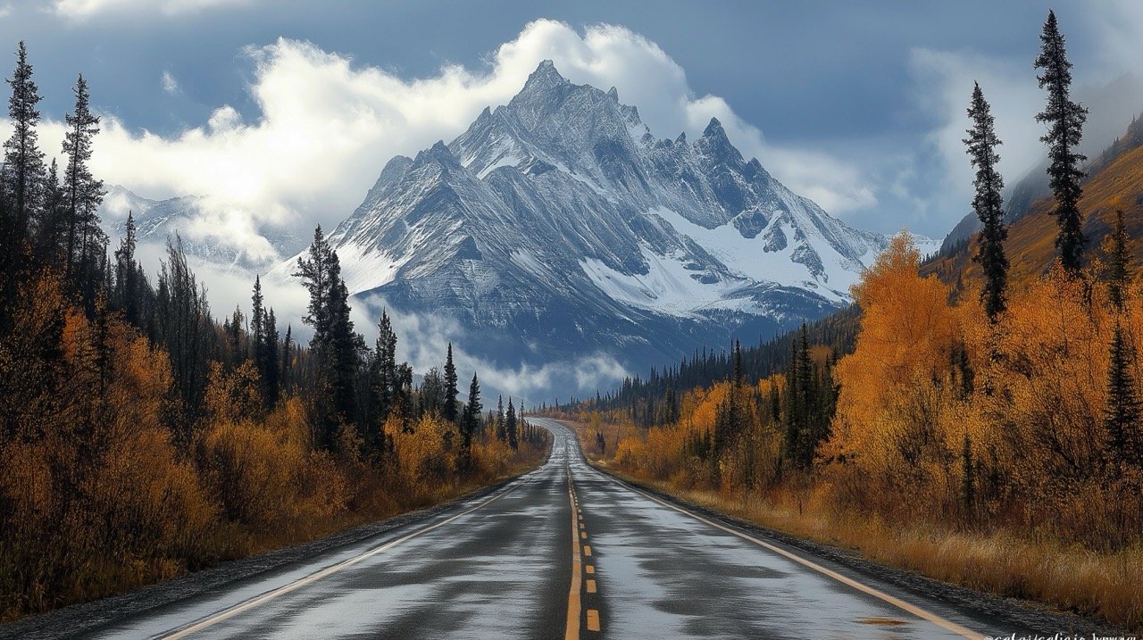 Autumn on Icefield Parkway, Jasper National Park – Scenic Canadian Road and Mountain Landscape