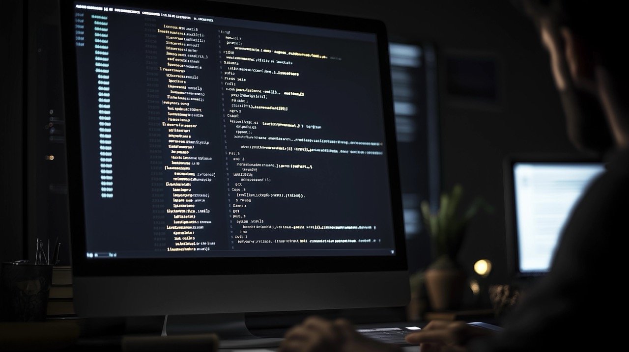 Black Computer Monitor Showing Code JavaScript and Laravel Programming, Coder and Engineer in Kabul, Afghanistan.