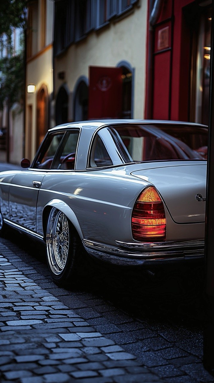 Car Parked on Roadside in Germany’s Bavaria – Vintage Summer Night Street Photography