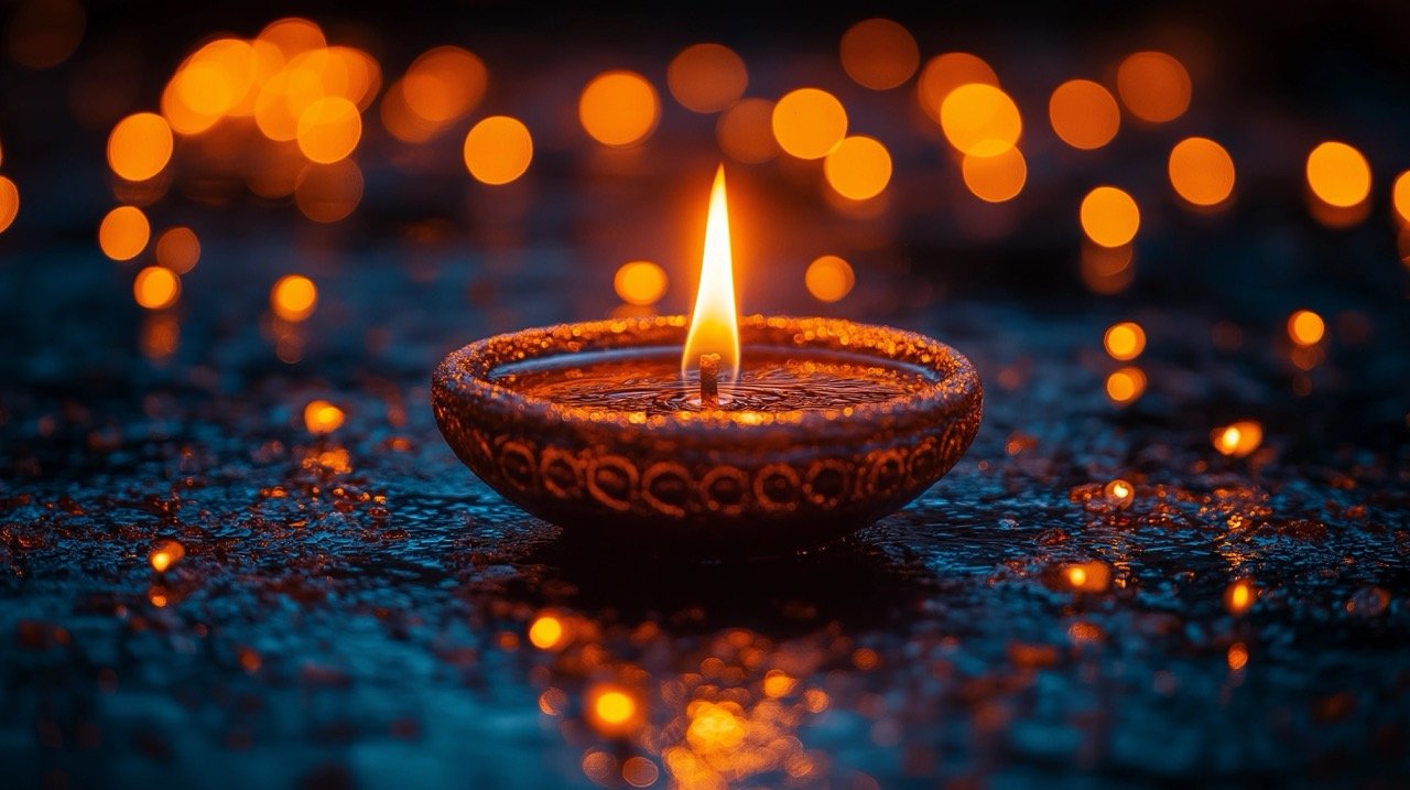 Celebrate Diwali with Beautiful Oil Lamps Illuminating the Festive Atmosphere in an Indian Cultural Background