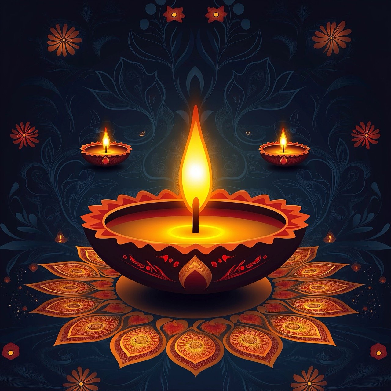 Celebratory Diwali Background Featuring Candle Decoration, Highlighting Traditional Hinduism and Diwali Lamps for Festive Atmosphere