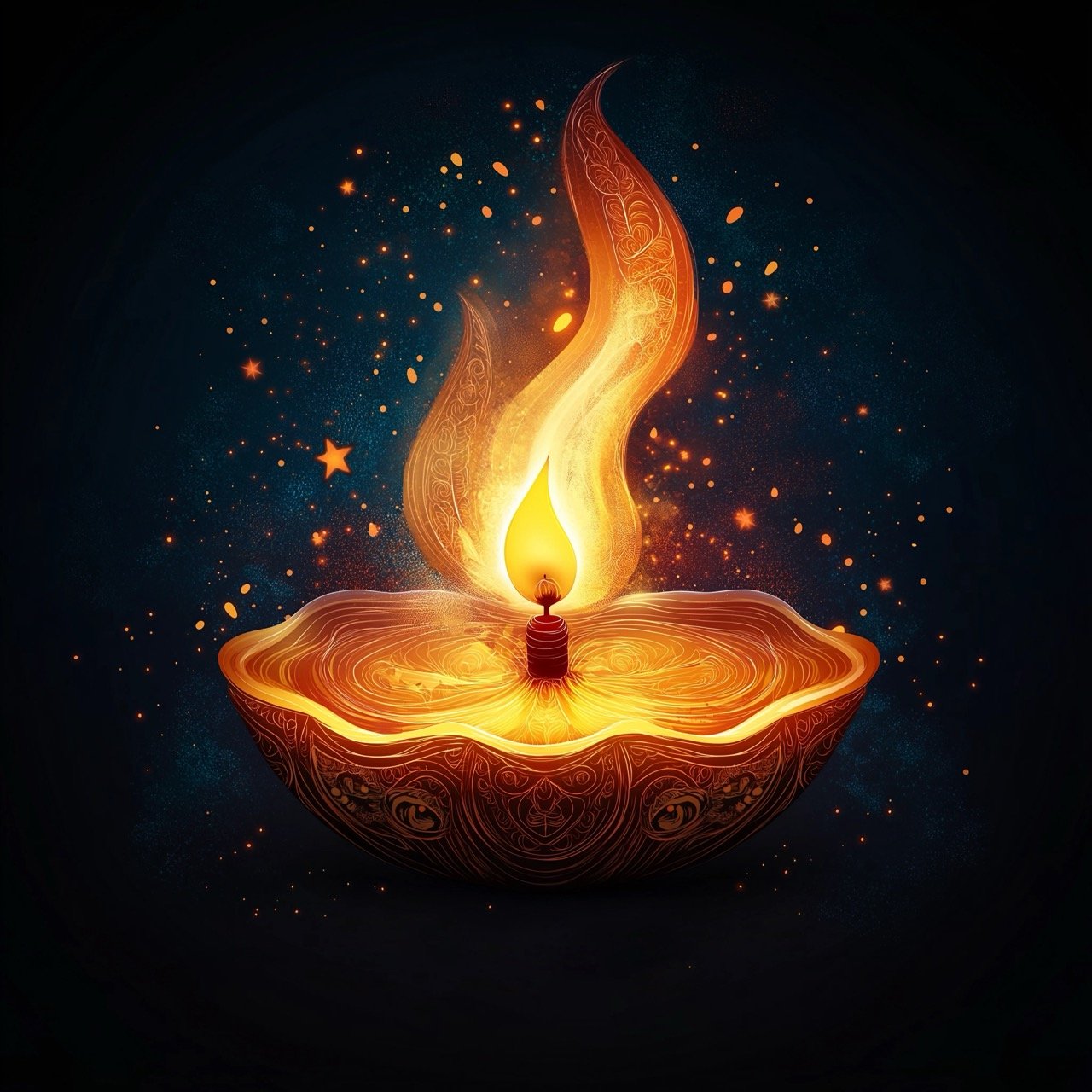 Diwali Festival Poster with Diya Lamp, Celebrating Happy Festival with Traditional Diwali Decorations and Lights