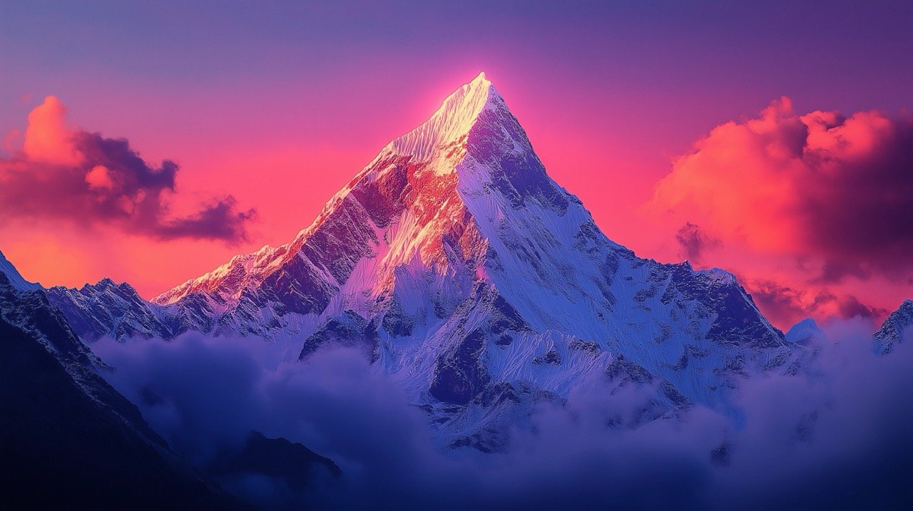 Evening View of Ama Dablam Stunning Himalayan Peak on Route to Everest Base Camp, Nepal