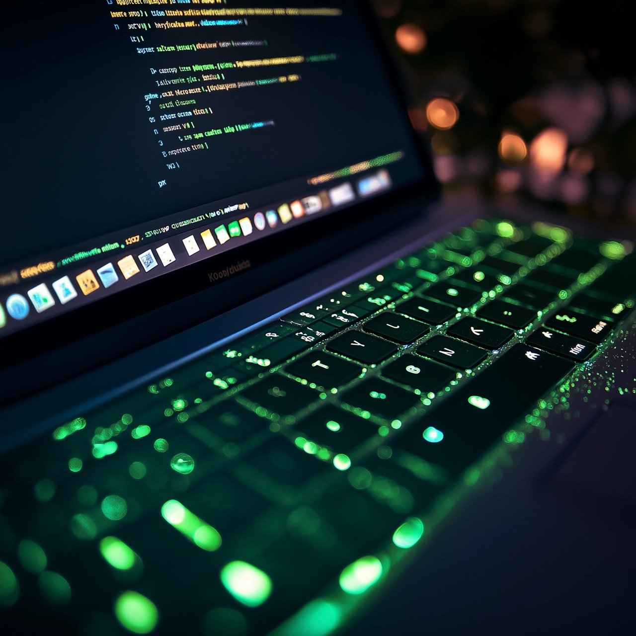 HD Wallpaper of Turned-On Green Laptop Tech Coding, Website Backgrounds, and Italy Images with Java and HTML.