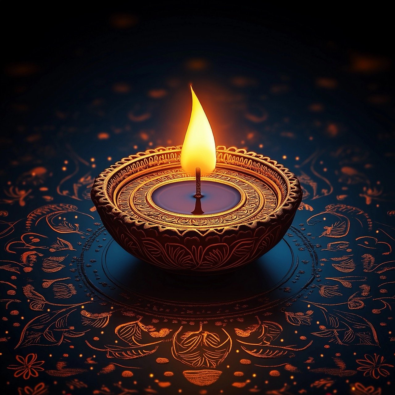 Happy Festival Poster for Diwali Celebration, Featuring Diya Lamp, Traditional Decorations, and Festival of Lights