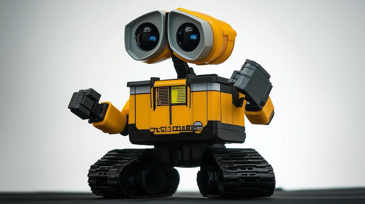 High-Tech Yellow and Black Robot Toy Featuring Camera and Electronic Gadgets for Playtime and Learning.