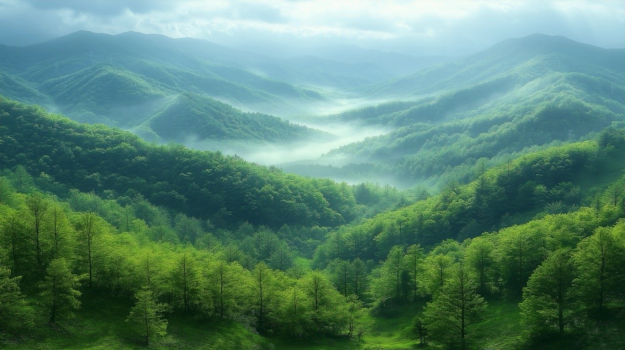 Scenic View of Soni Kougen Plateau in Japan – Beautiful Landscape of Green Forest and Nature