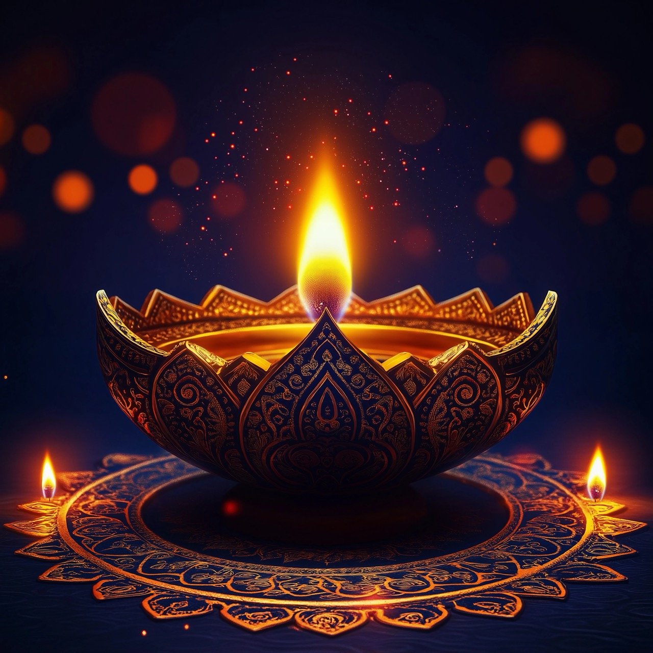 Stylish Abstract Diwali Background with Diya Lamp, Celebrating the Festival and Navratri Concepts for Posters