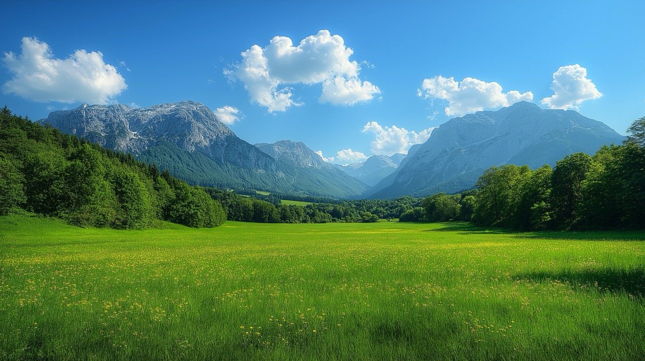 Summer Landscape of Carpathian Mountain Range – Horizontal View of Grass and Mountain Peaks in the Tatra