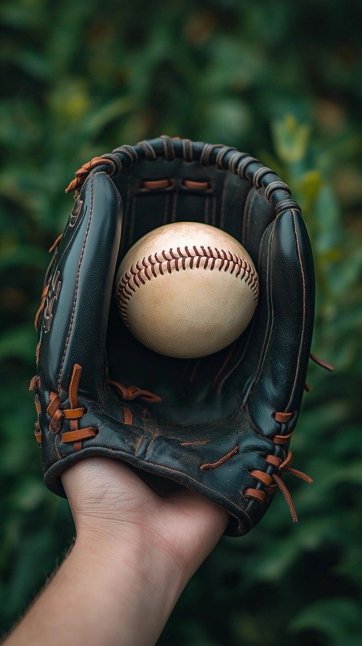 Summer Sports Vibe Holding Baseball in Black Leather Mitt, HD Baseball and Softball Images